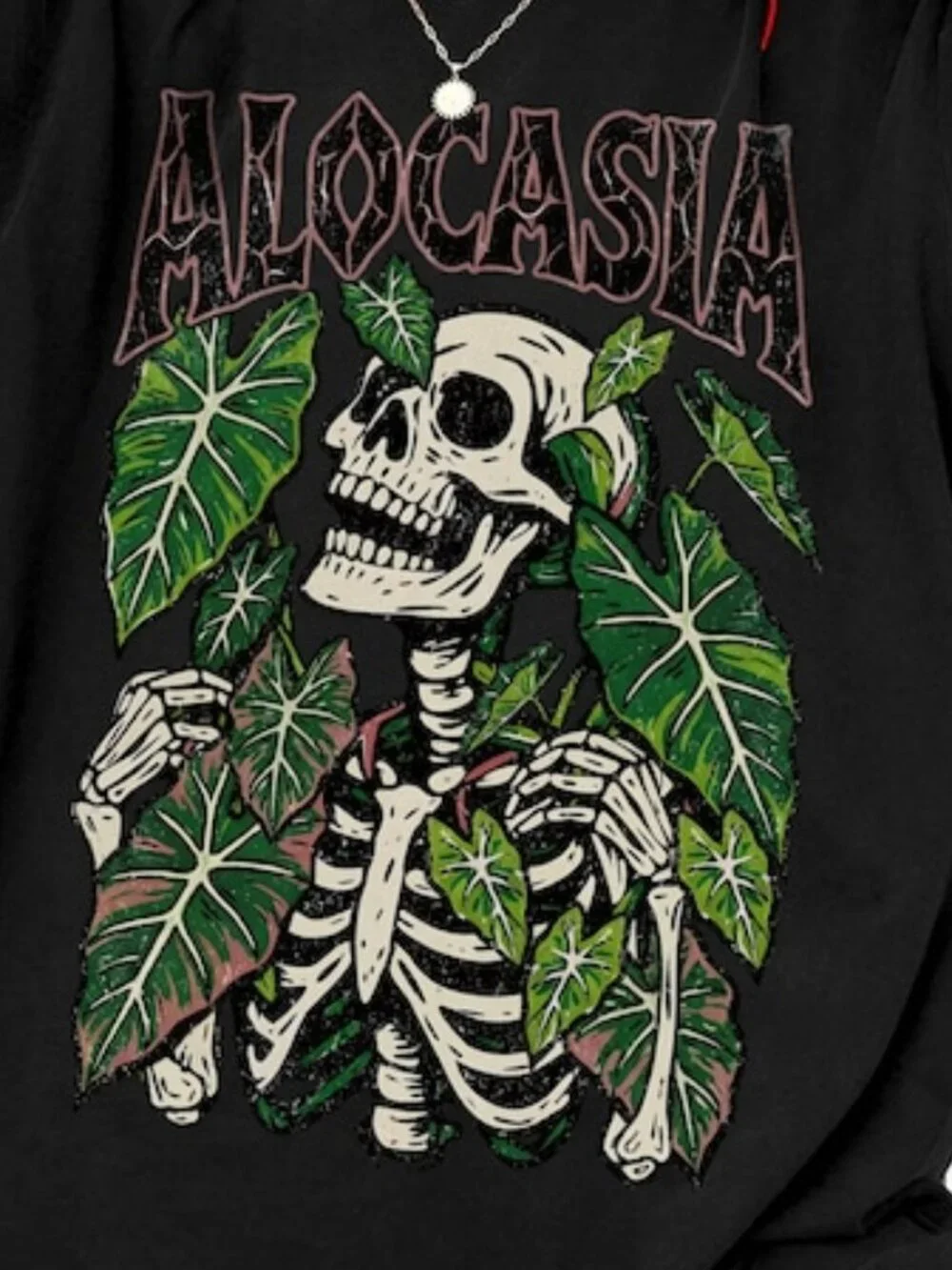 Alocasia Skeleton Shirt, Gothic Plant Lover Shirt, Botanical Skull Shirt - Picture 2 of 3